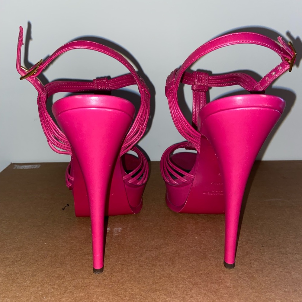 AUTHENTIC YSL Pink Leather Strappy Heeled Sandals, size 9 - Picture 4 of 5
